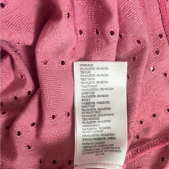 Urban Outfitters Pink Gingham‎ Eyelet Sides Shoulder Tie Mini Dress Size Large - Picture 5 of 6